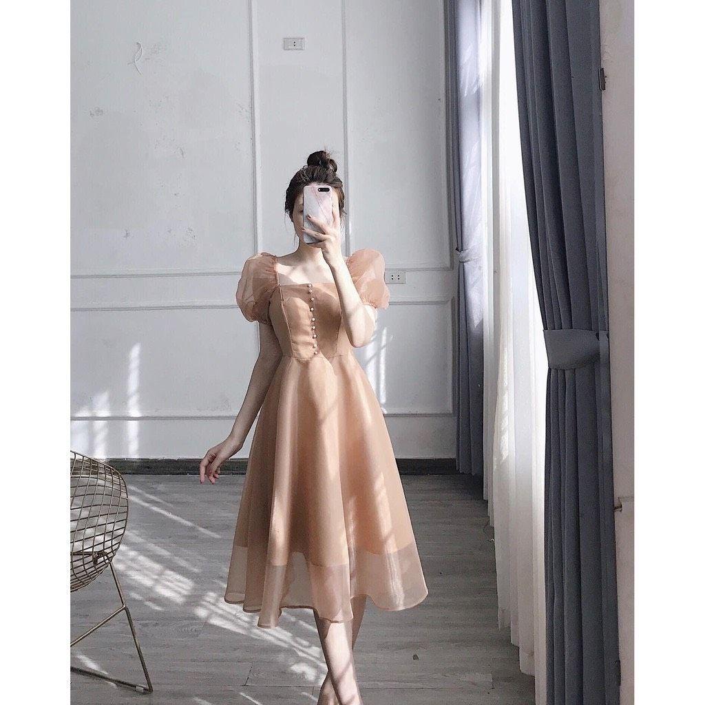 Đầm Tiệc Phối Ngọc, Tay Phồng Trẻ Trung