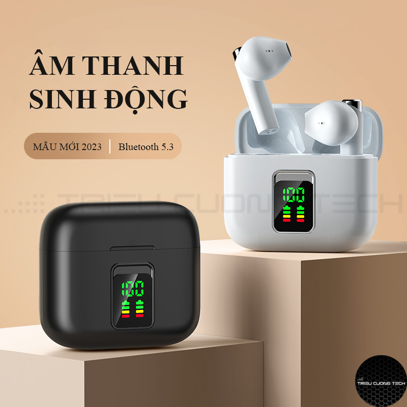 Tai Nghe Bluetooth V5.3 Không Dây C5 True Wireles - Đàm Thoại - Gaming - Dock Sạc 380mAh - Màn Hình LCD Hiển Thị % Pin -Hàng Chính Hãng