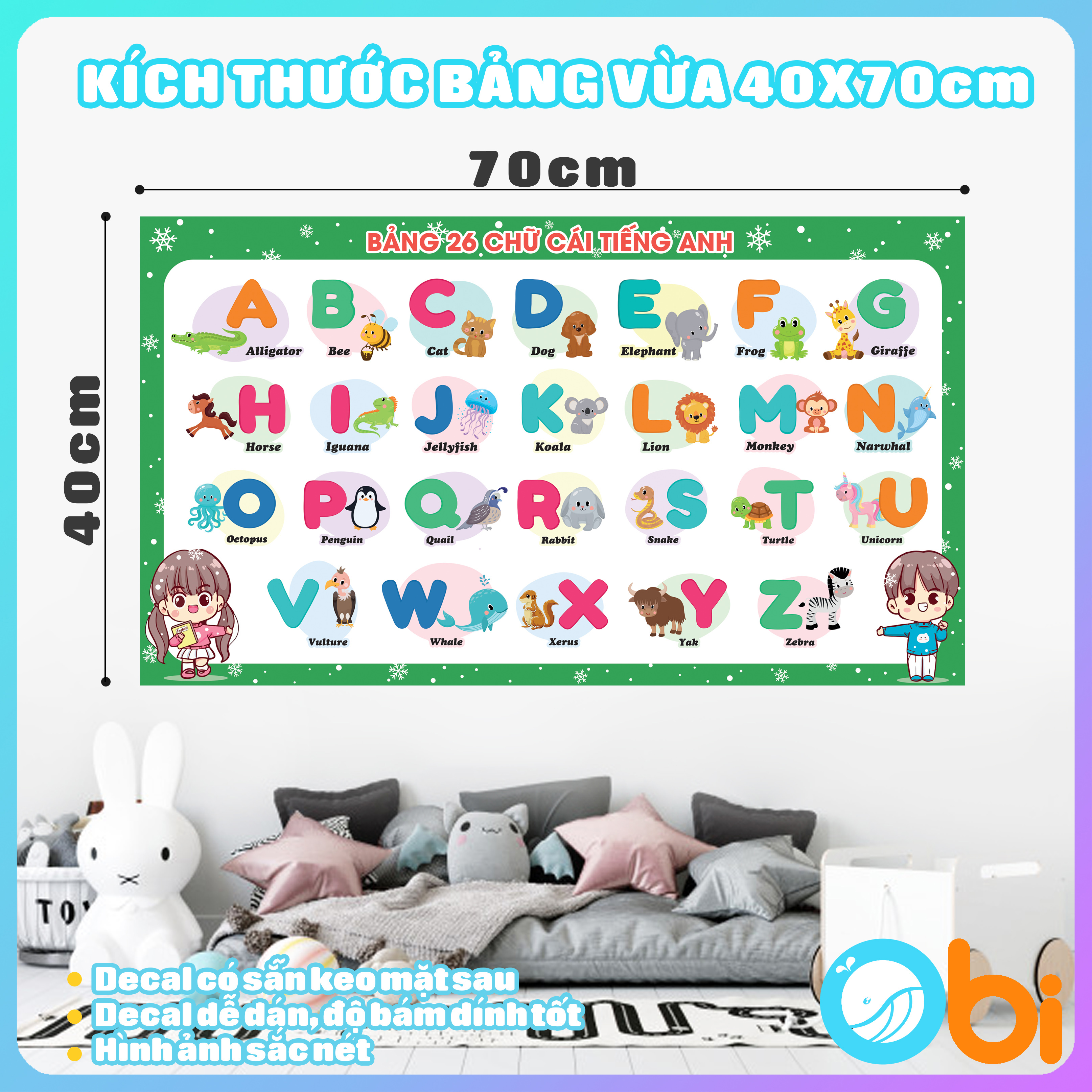 Decal Chữ Cái Tiếng Anh - Bảng chữ cái Tiếng Anh English Anphabet Obi