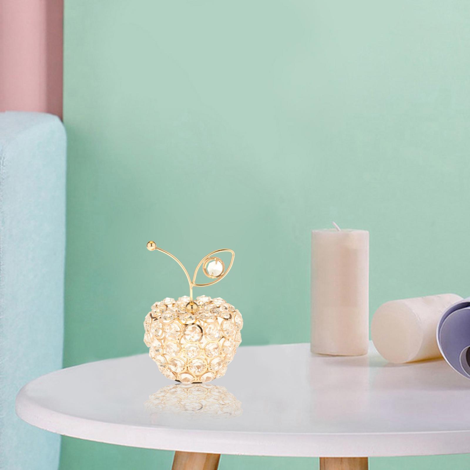 2X Crystal Rhinestone Fruit Ornament Home Wedding Desktop Decor Gift Apple