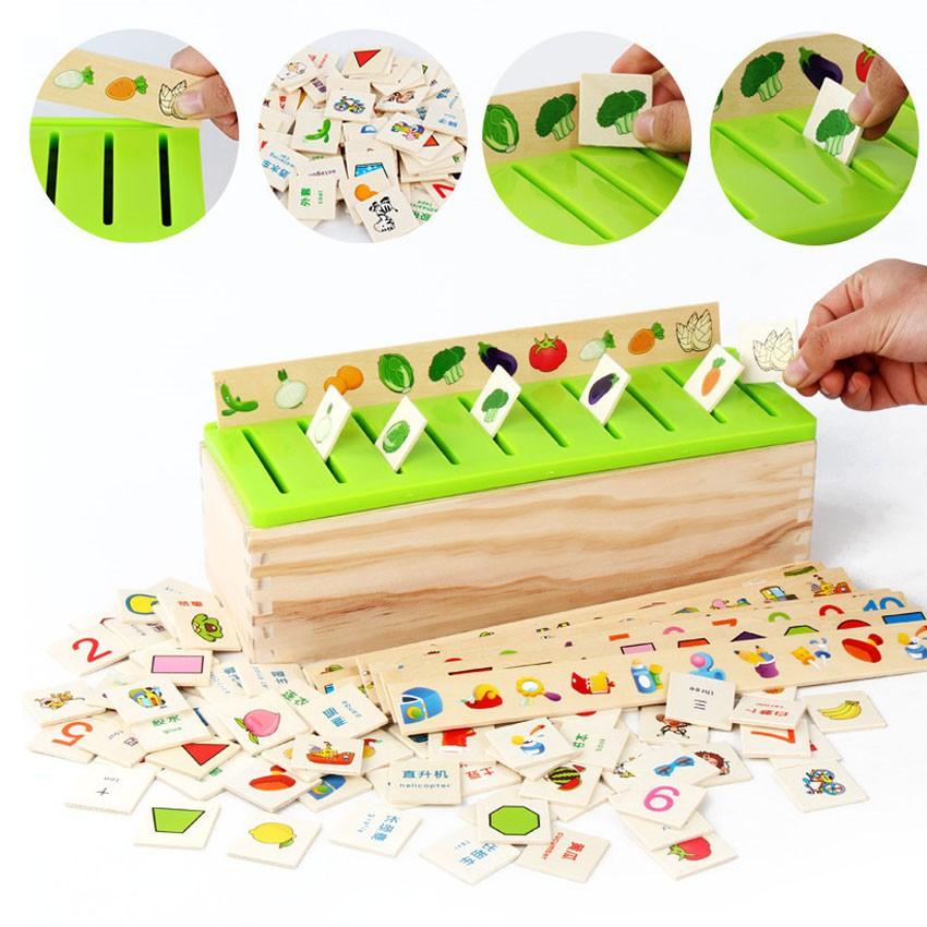 Đồ Chơi Hộp Thả Hình Theo Chủ Đề Bằng Gỗ - Hộp Thả Hình Thẻ Giáo Cụ Montessori