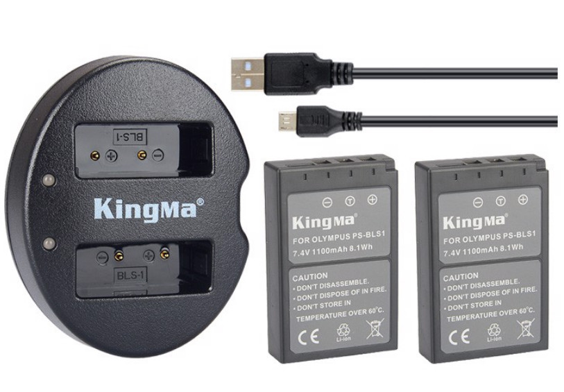 Combo pin sạc Kingma cho Olympus BLS1/ BLS5, Hàng chính hãng