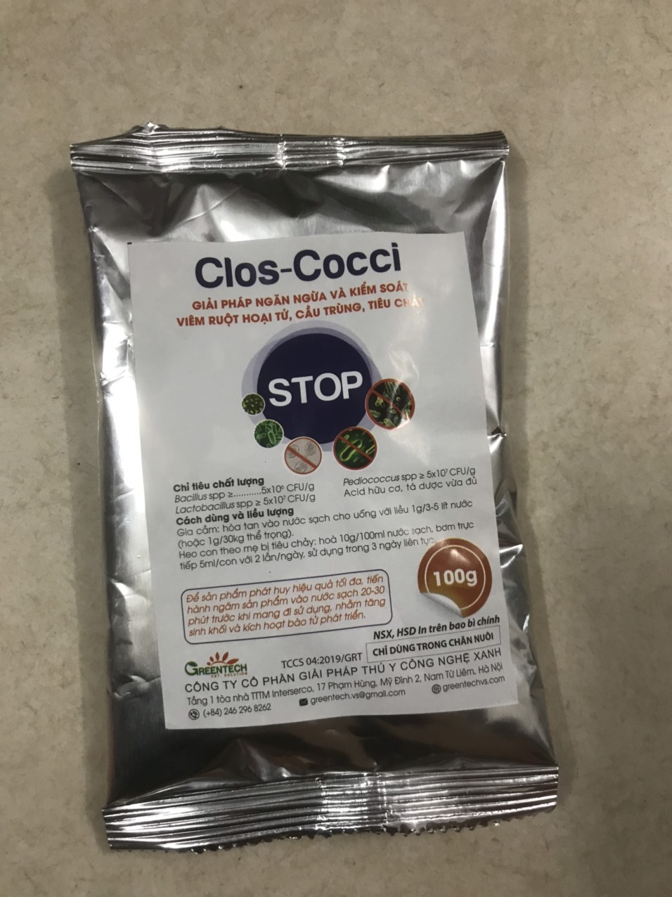 Clos cocci stop (100g) ngăn ngừa cầu trùng, tiêu chảy cho chó, mèo, gia súc, gia cầm
