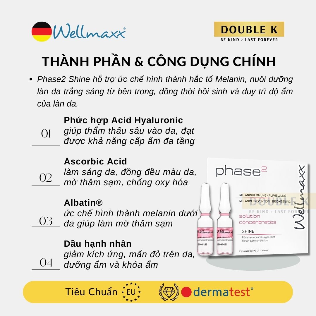 Huyết Thanh Trắng Sáng Da Wellmaxx Phase 2 Shine - Cải Thiện Sắc Tố Da, Mờ Thâm Sạm Nám - Double K