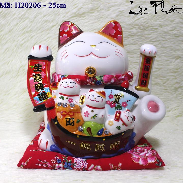 Mèo Thần Tài Vẫy Tay Thiên Kim Vạn Lượng may mắn - cao 25cm