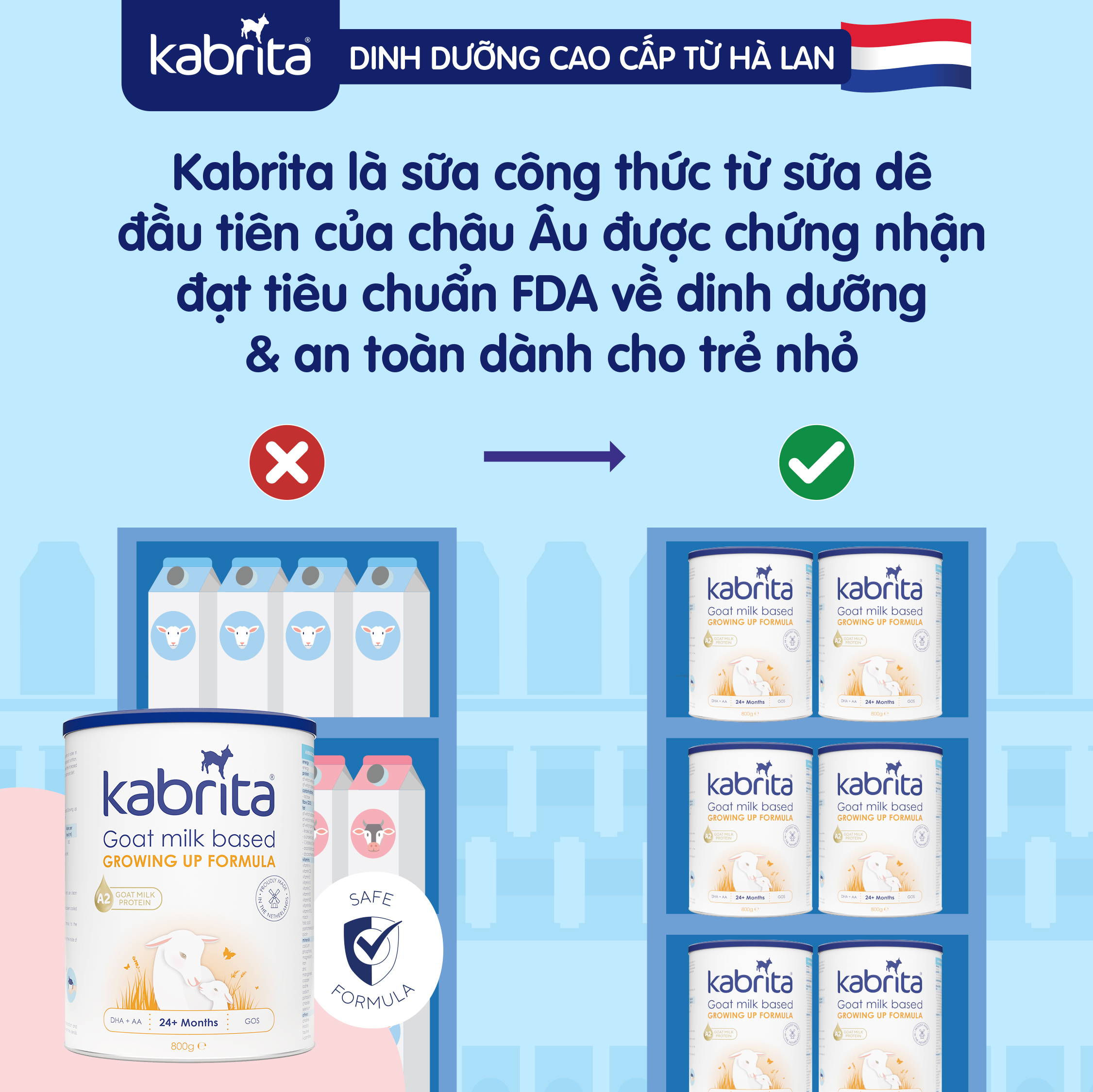 [TẶNG SET DÊ BÔNG] COMBO 2 lon Sữa dê Kabrita số 3 cho trẻ trên 24 tháng - Lon 800g