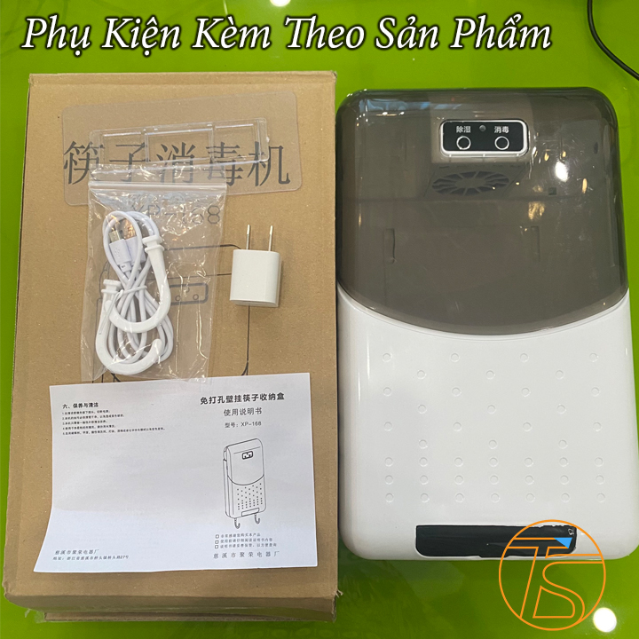 Hộp Đựng Muỗng Đũa Thông Minh Khử Khuẩn Sấy Khô Dán Tường 3in1 Kèm Adapter Và Dây Cáp - Máy Xấy Thìa Muỗng Trong Nhà Bếp Sử Dụng Điện 220V