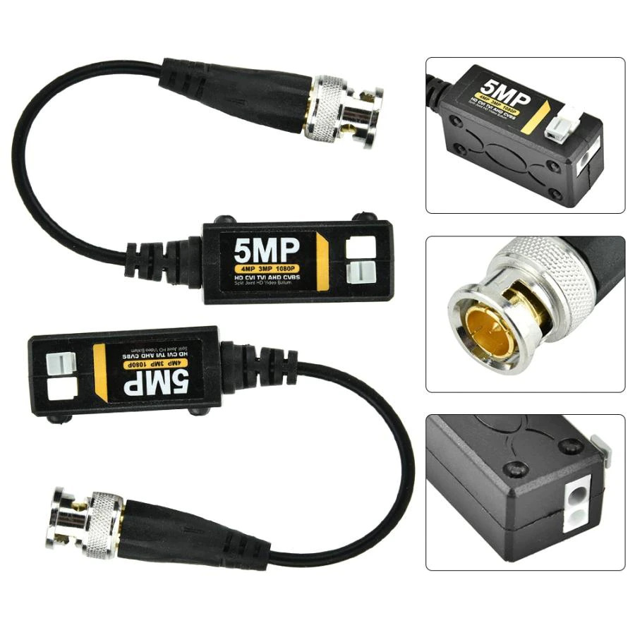 10 bộ video balun 5mp lõi đồng, màu vàng cho camera quan sát