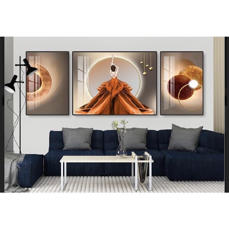 Bộ Tranh tráng gương 3D cao cấp Cô gái hiện đại, sang trọng , bền đẹp cm