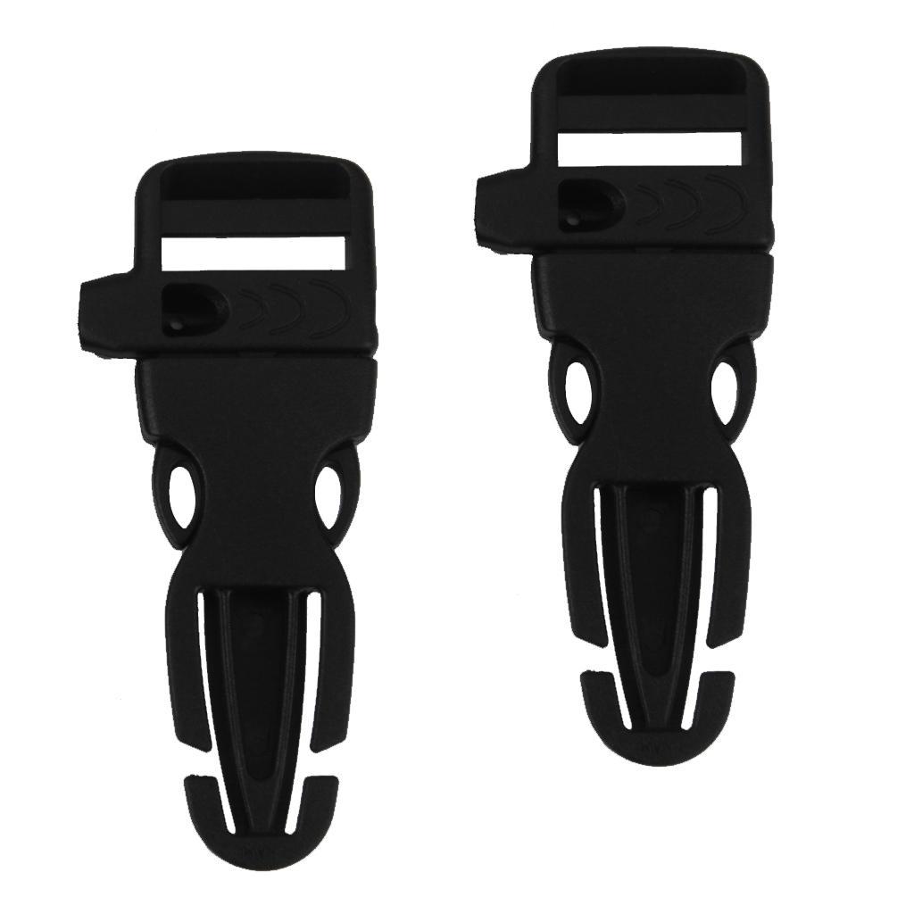 2pcs Plastic Backpack Chest Webbing Strap Adjuster Buckle with Whistle