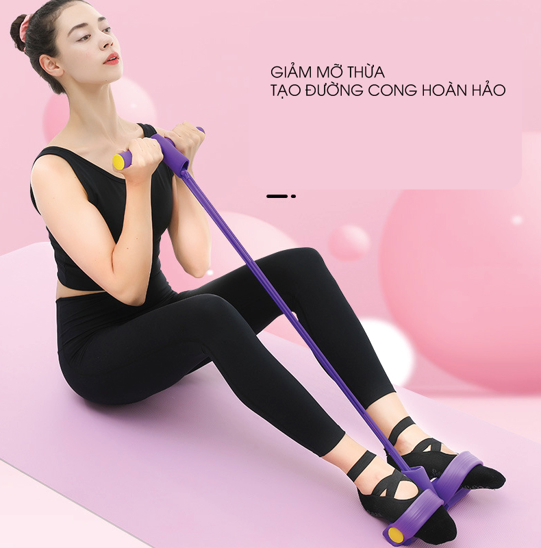 Dây Đàn Hồi Tập Yoga Pilates (Có Bàn Đạp) - Kích Thước 45 x 25 cm - Giao màu ngẫu nhiên