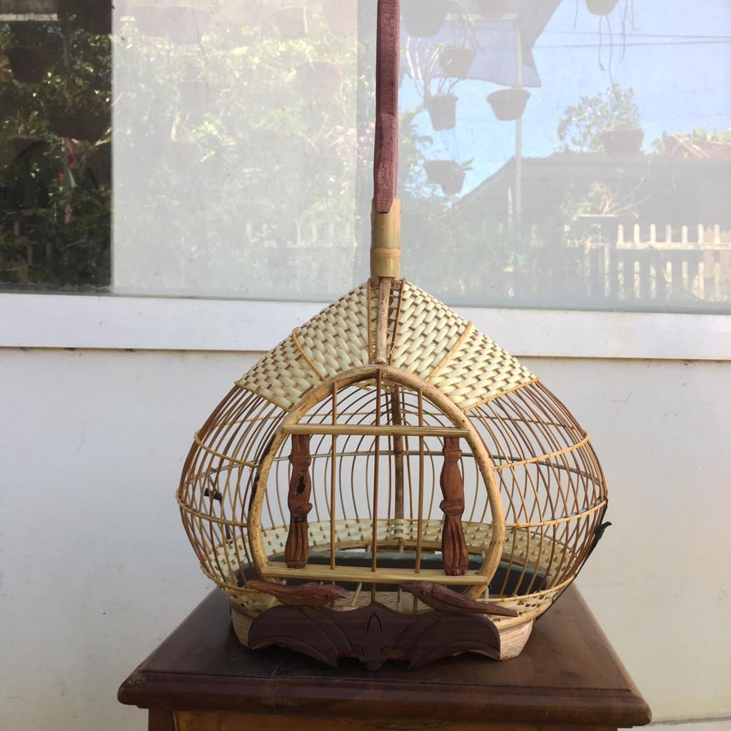 Lồng nuôi chim cu gáy quả đào đẹp cửa dơi nóc đan mây cao cấp đẹp giá rẻ
