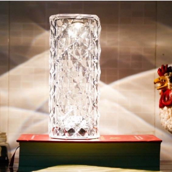 Đèn Pha Lê Kim Cương Để Bàn Cảm Ứng Nhiều Màu, Đèn Decor Trang Trí Phòng Ngủ 3D Hiện Đại