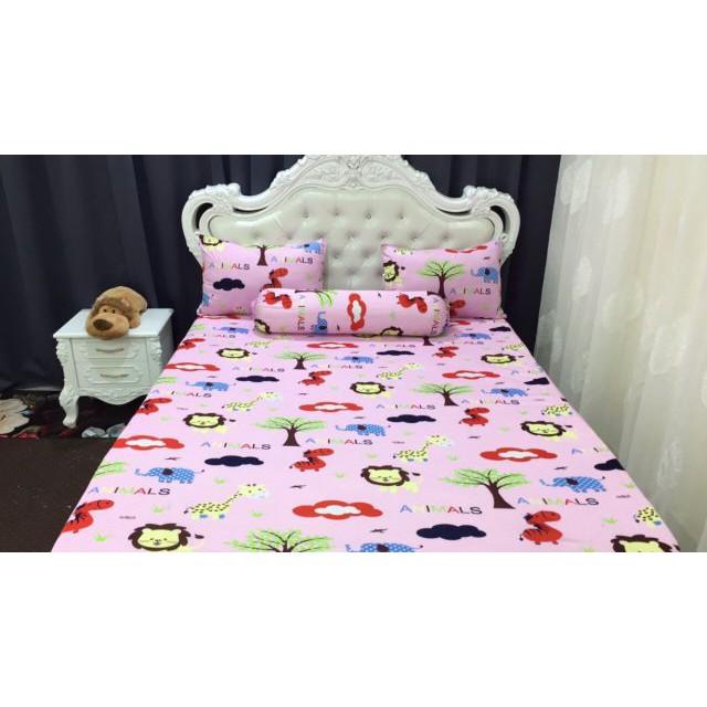 GA CHỐNG THẤM COTTON THUN NANO DÂY KÉO BỌC KÍN NỆM - HÌNH THÚ HỒNG