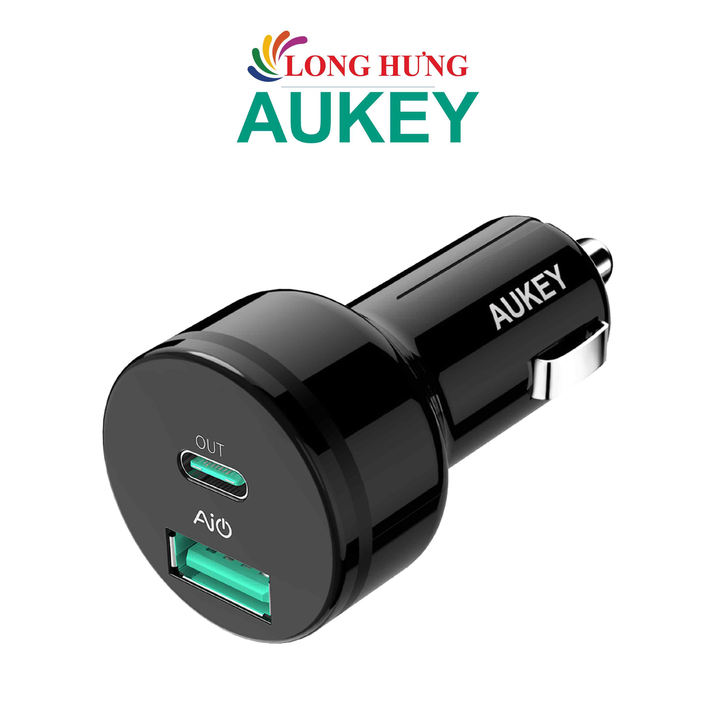 Cốc sạc xe hơi Aukey 1USB 1Type-C CC-Y7 - Hàng chính hãng