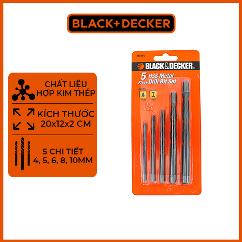 Bộ 5 mũi khoan sắt HSS A8030G