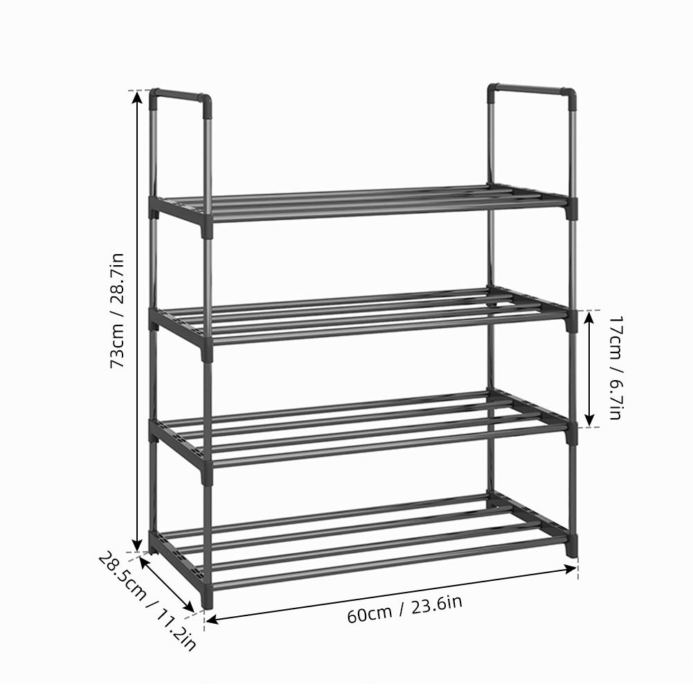 Shoe Rack 4 Tier / 6 Tier Shoe Organizer with 4 Shelves / 6 Shelves Metal Shoe Storage Stackable for Living Room