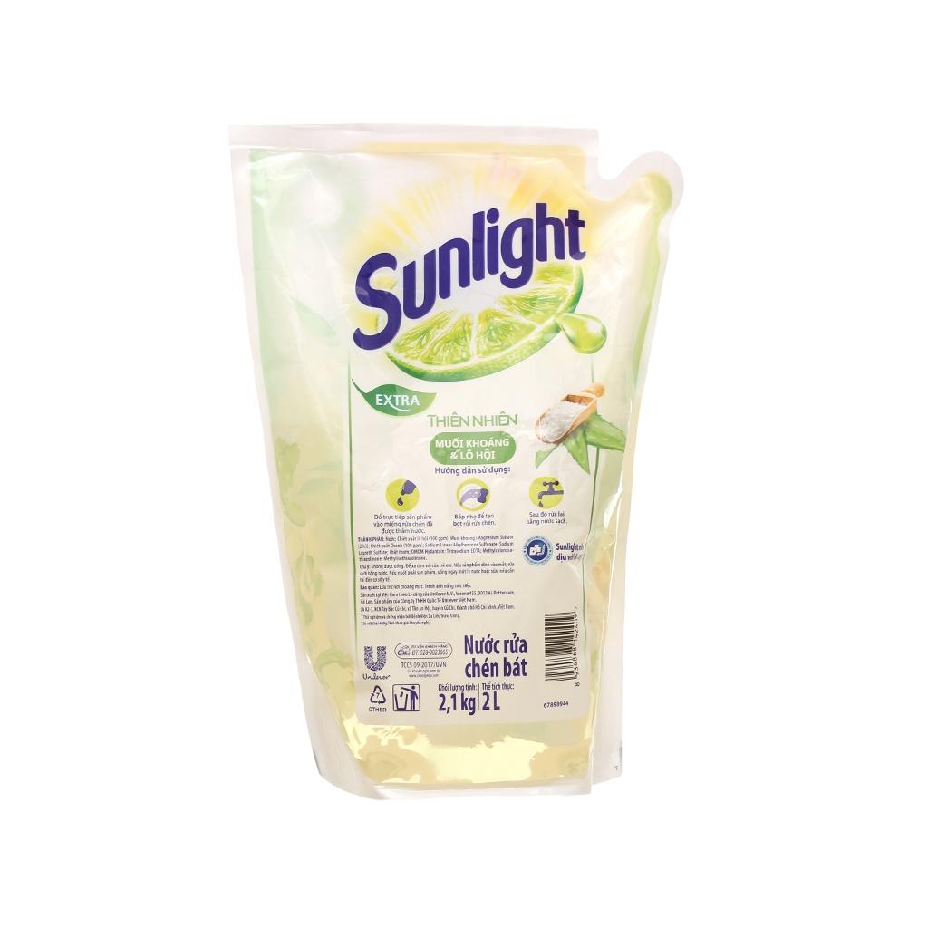 Combo 3 Nước Rửa Chén Bát Sunlight Extra Thiên Nhiên Muối Khoáng Và Lô Hội 2.1kgx3