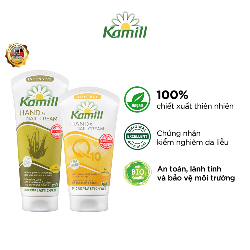 Bộ 2 kem dưỡng da tay và móng tay Kamill Hand &amp; Nail Cream (Intensive 100ml + Anti-age Q10 75ml)