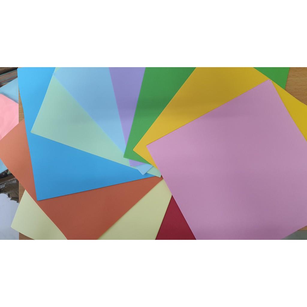 Giấy Vuông Gấp Origami 10 màu 100 tờ Kích Thước 20x20cm,18x18cm,15x15cm