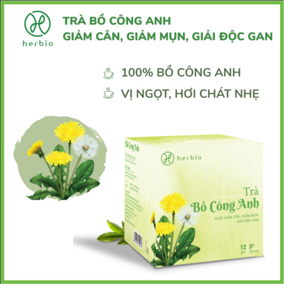 TRÀ THẢO DƯỢC TÚI LỌC BỒ CÔNG ANH HERBIO - giúp thon dáng, giảm mụn, mát gan, giải độc - hộp 12 gói