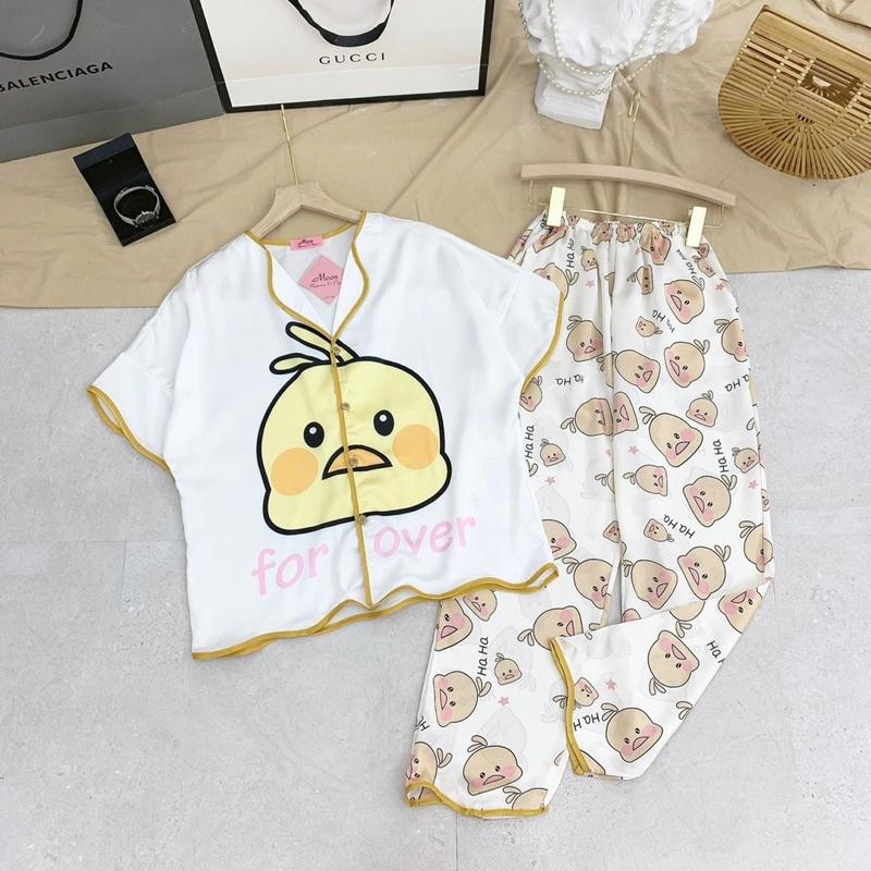 Đồ bộ nữ, bộ pijama tay cộc quần dài chất liệu LATIN cao cấp mềm mịn, cho nữ dưới 60kg