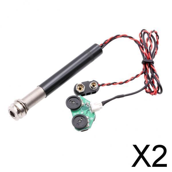 2xActive Endpin Jack Preamp Piezo Pickup Kit Volume Tone for Acoustic Guitar