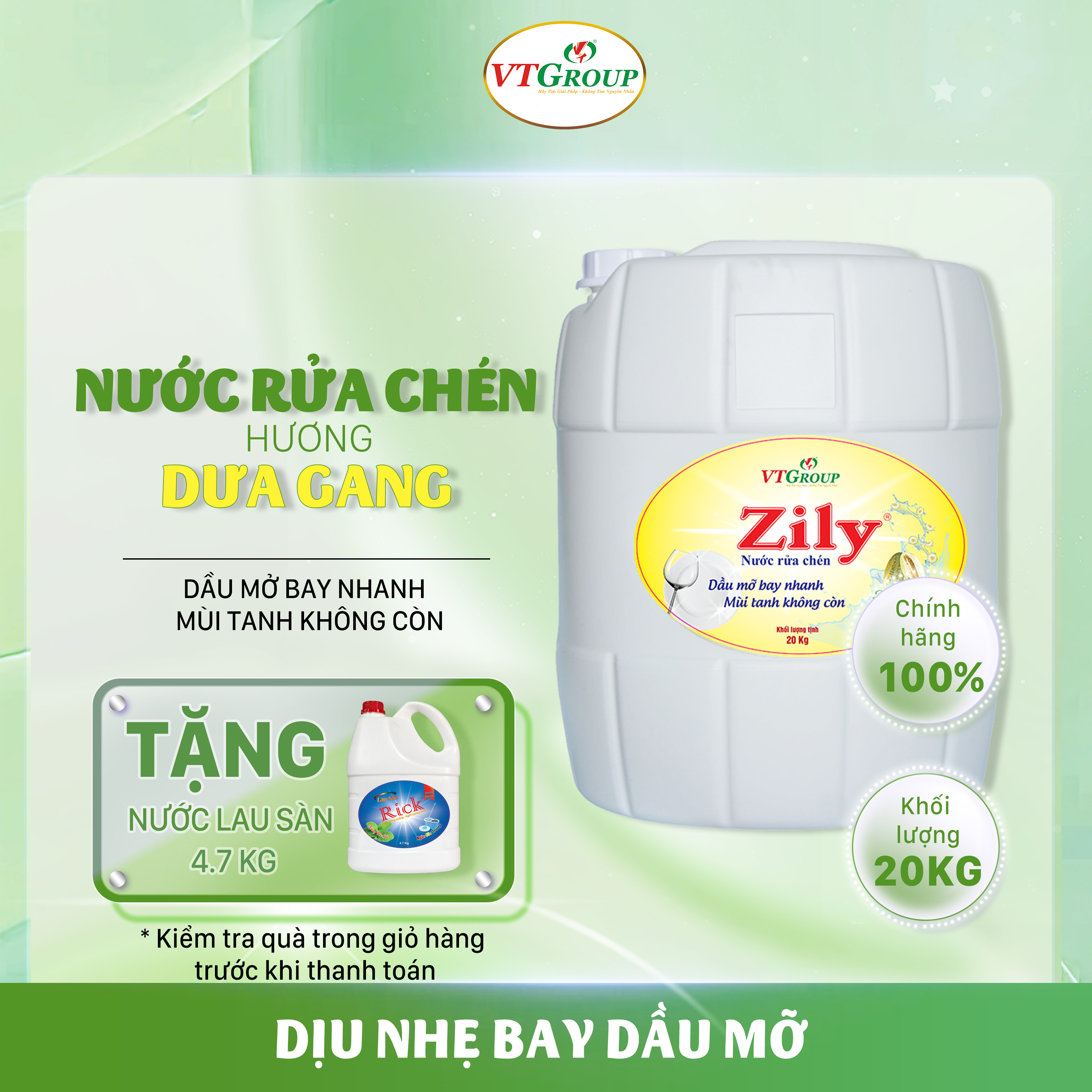 Nước rửa chén can 20kg - Tặng 1 lau sàn 4.7kg