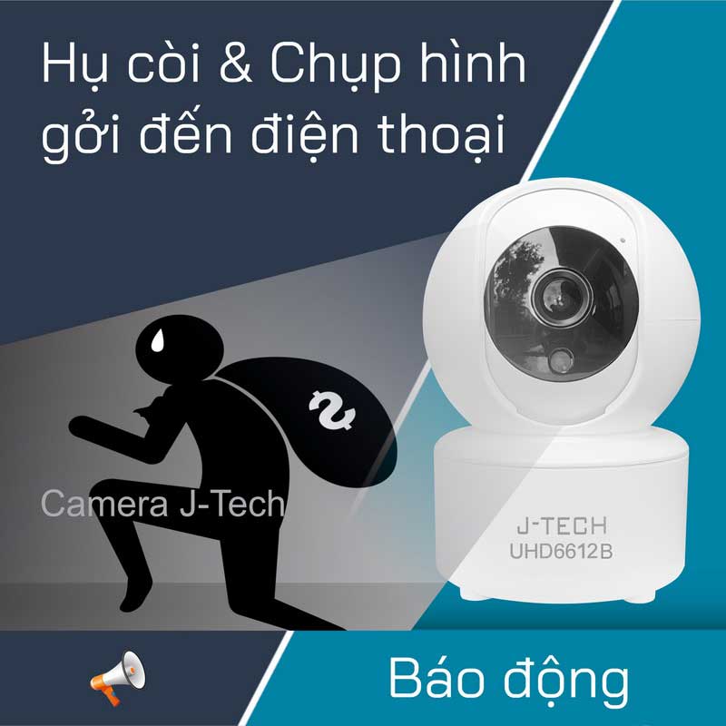 Hàng chính hãng - Camera Wifi J-Tech Full HD 2MP Xoay 360 độ, đàm thoại 2 chiều, theo dõi chuyển động