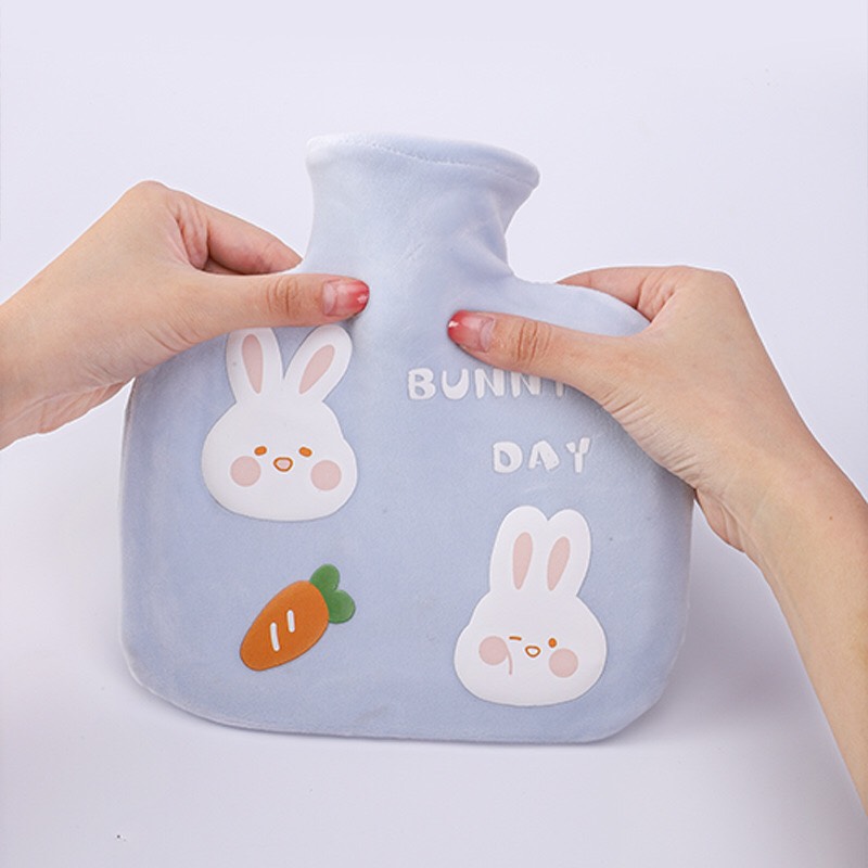 Túi Chườm Nóng Lạnh Đa Năng, Chườm Đau Bụng Hiệu quả- Big Size Vừa Bụng 500ml - Vải Nhung Mềm Mịn.