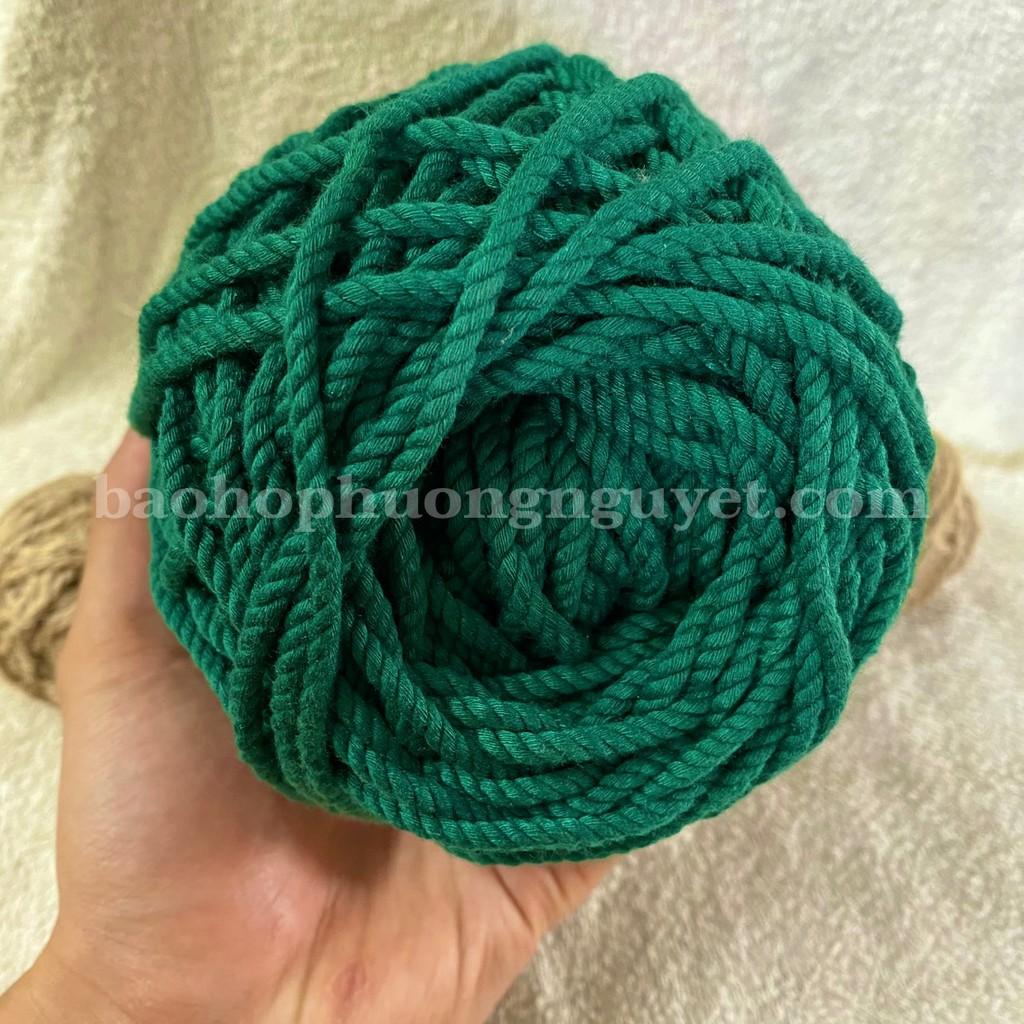 Dây thừng cotton làm handmade, macrame, decor màu xanh bách tùng size 5mm