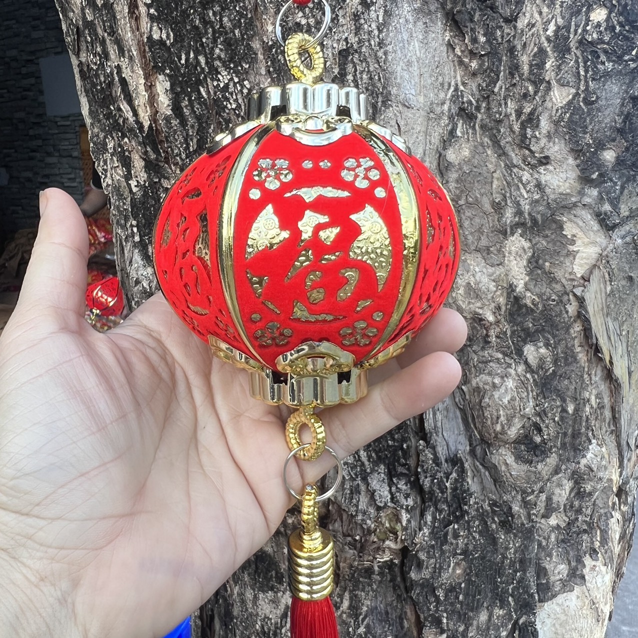 Lồng đèn đỏ hoa văn trang trí tết, trang trí decor