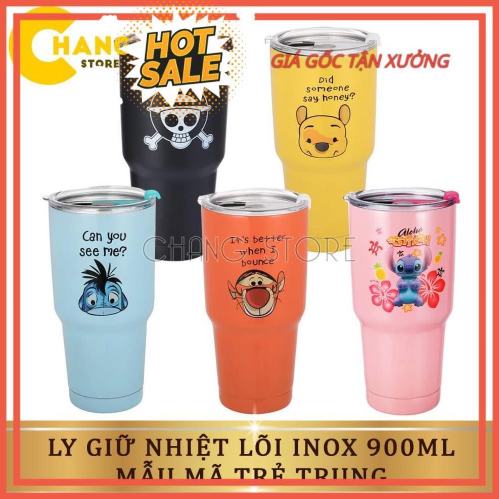 Cốc Giữ Nhiệt Thái Lan 900ml Chống Trào Tiện Lợi + Tặng Kèm Full Bộ Phụ Kiện Ống Hút Tái Sử Dụng Và Túi Đựng