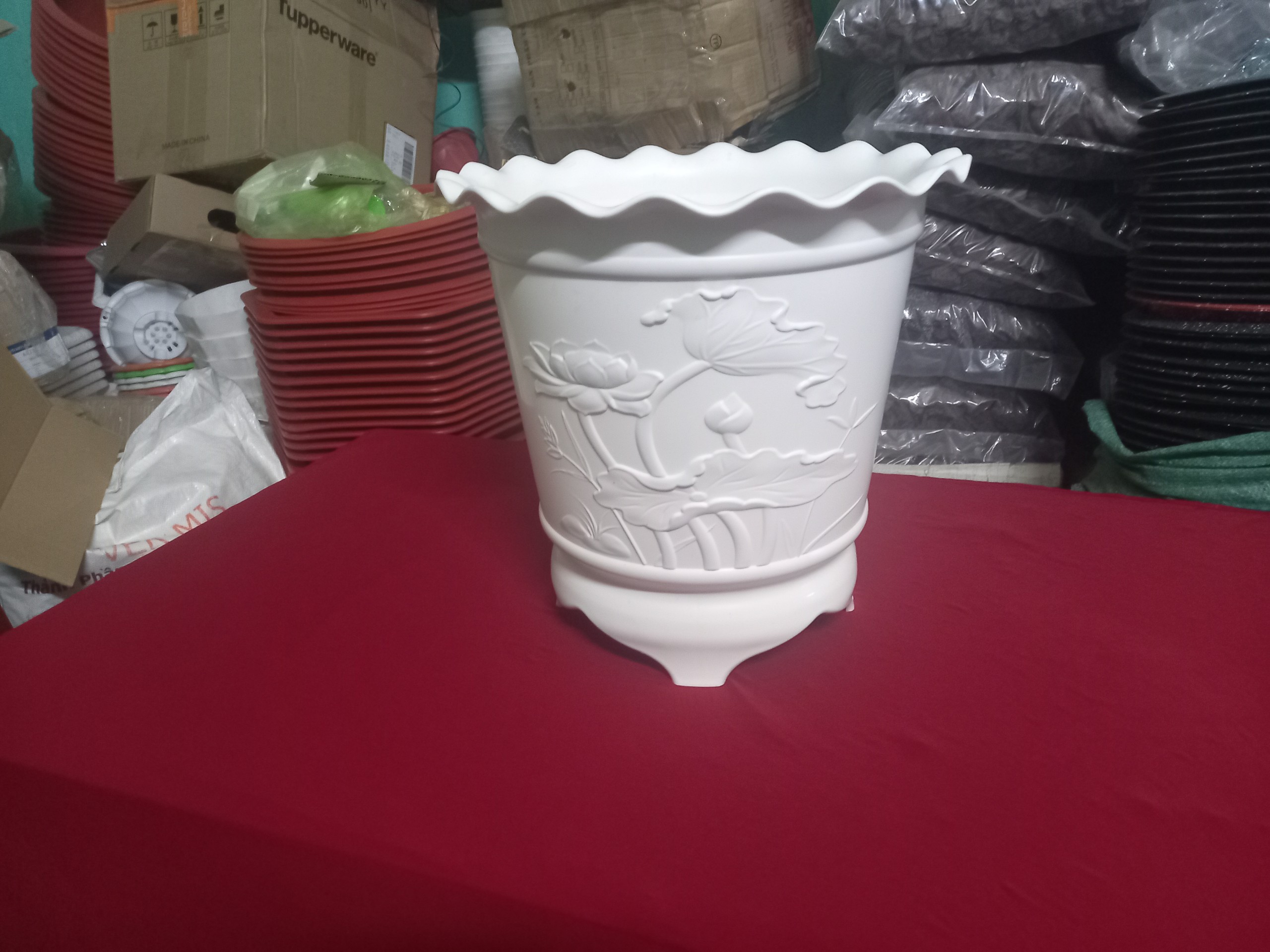 Bộ 2 chậu trồng hoa sen màu trắng size 40 x 40cm