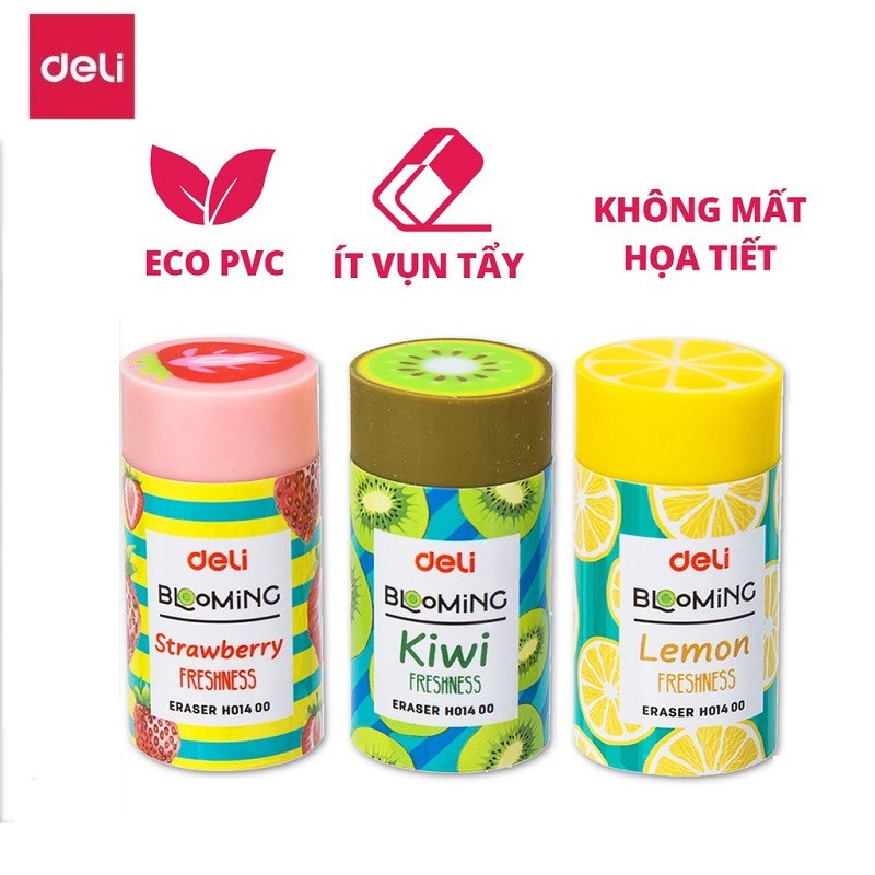 Bộ sưu tập 3 viên gôm tẩy hoa quả Deli - 01400