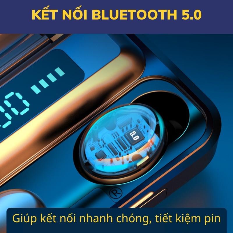 Tai nghe Bluetooth không dây 5.0 AMOI F9 PRO nút cảm biến vân tay chống nước kèm sạc 2.000mAh - MINPRO