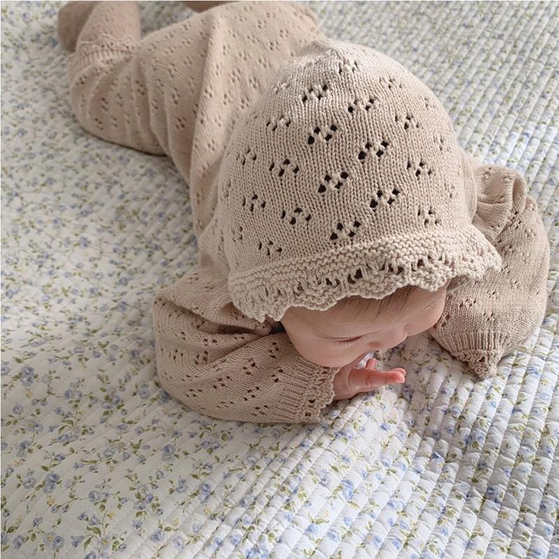 Sơ Sinh Bé Gái Đan Bodysuits Phong Cách Hàn Quốc Trẻ Sơ Sinh Bé Gái Jumpsuit Một Trong Những Bộ Trang Phục Tập Đi Cho Bé Gái Quần Áo