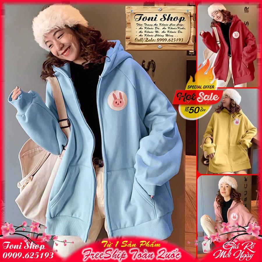 ÁO HOODIE - ÁO KHOÁC NỈ NGOẠI Thêu Thỏ Con
