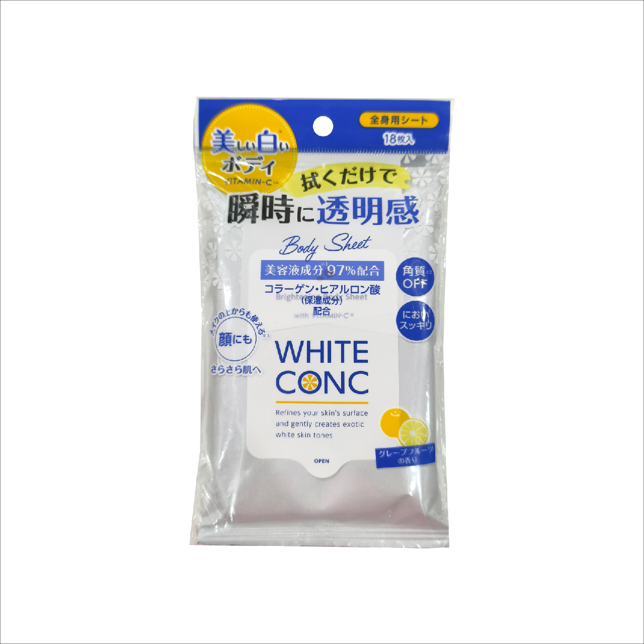 Khăn Ướt Làm Sạch Cơ Thể White Conc Dưỡng Trắng Sáng Da (18 Tờ/Gói)