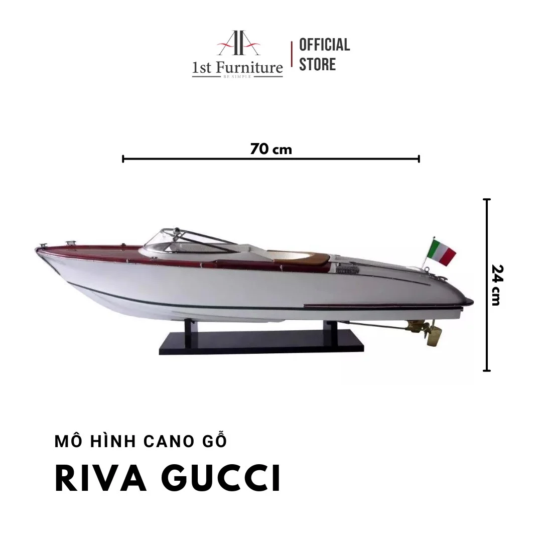 Mô hình cano RIVA GUCCI cao cấp, mô hình gỗ tự nhiên, làm quà tặng sang trọng 1st FURNITURE