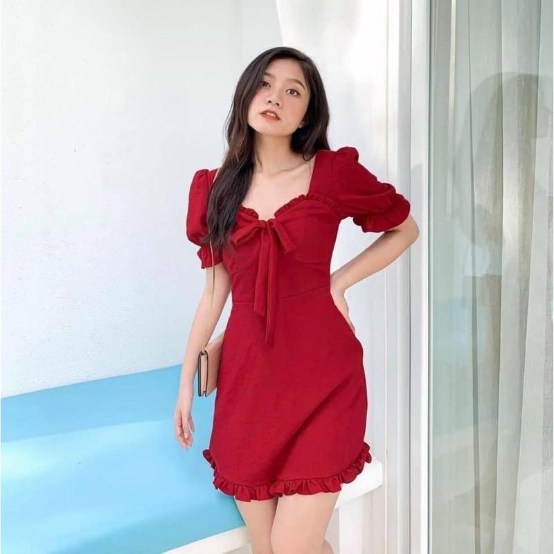 Đầm Suông Ngắn Đỏ Bèo
