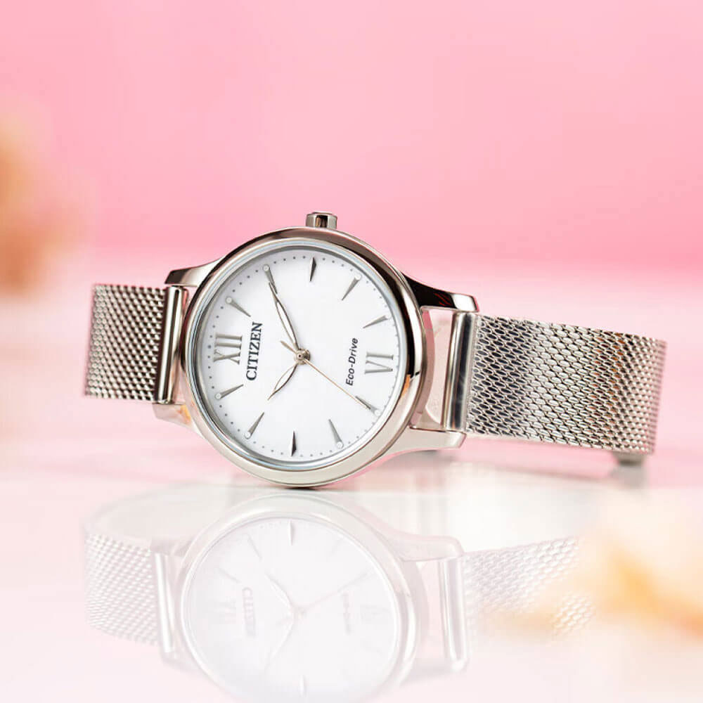 Đồng Hồ Nữ Citizen Dây Kim Loại Máy Eco-Drive EM0899-81A - Mặt Trắng (30.5mm)