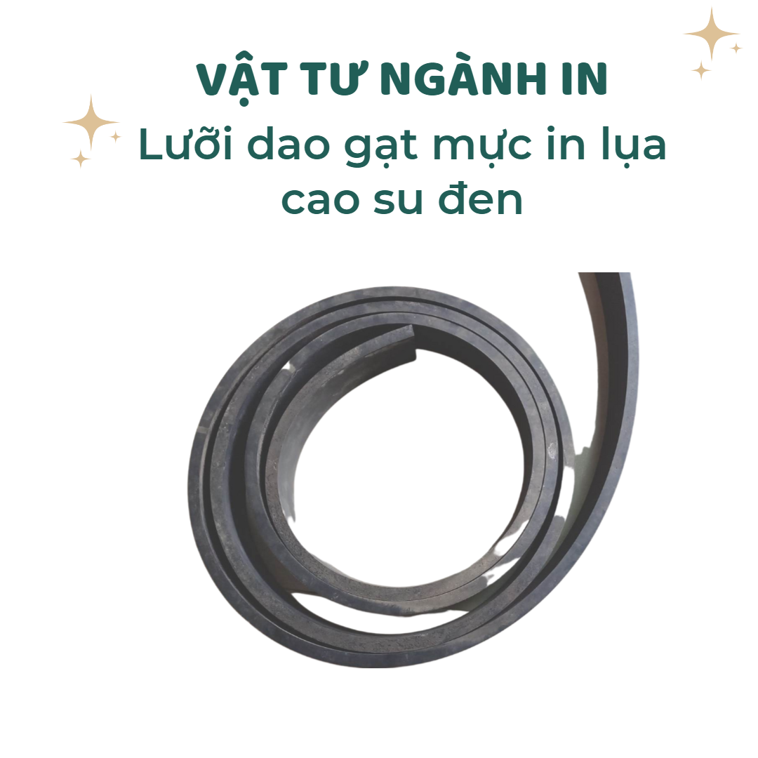 Lưỡi dao gạt mực in lụa cao su đen 1 mét, dày 7mm và 9mm