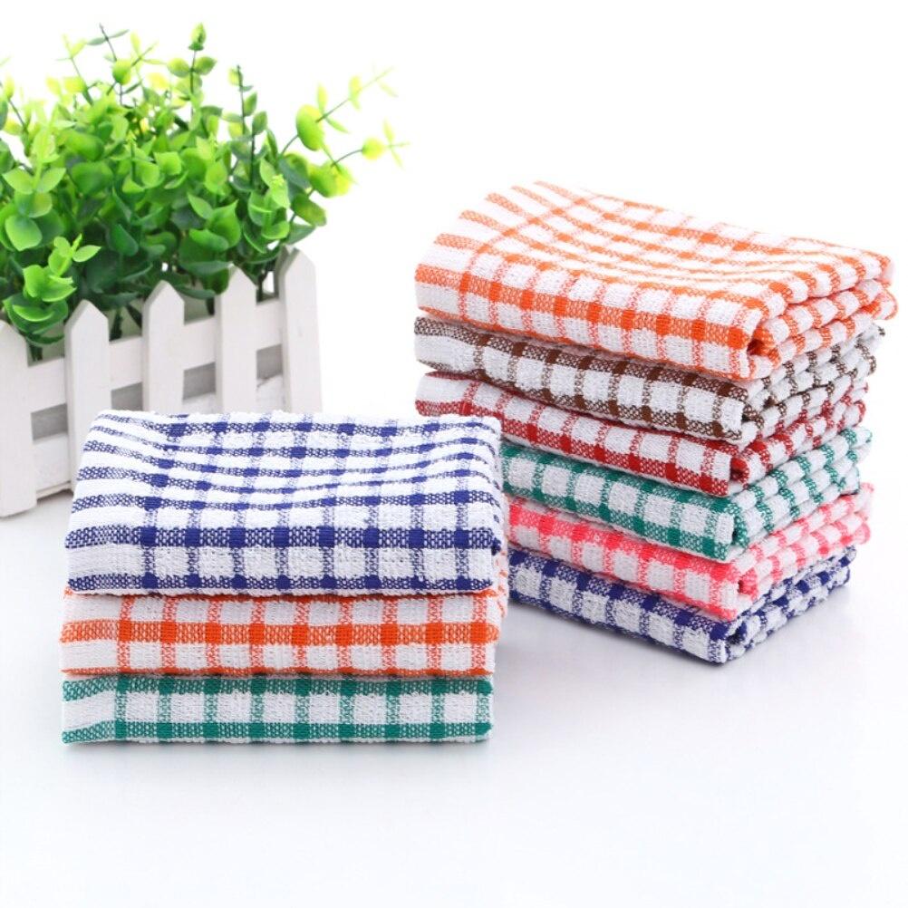 6PCS Cleaning Dish Cloth Tea Lint Plaid Cotton Towel Absorbent Handkerchief Lattice Towel Kitchen gadget Supplies Accessories