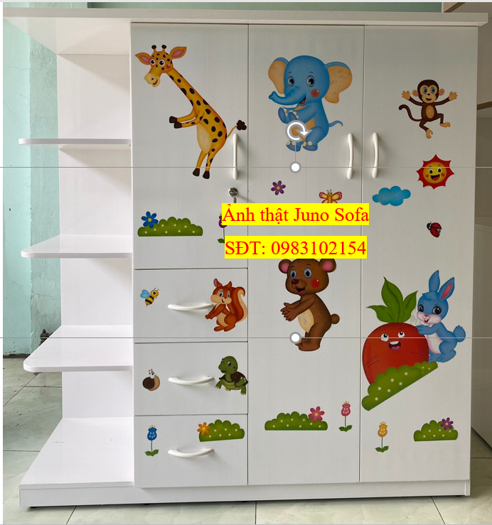 Tủ nhựa Đài Loan Juno Sofa Cao 1m25  Ngang 1m35 Dán decal xịn xò