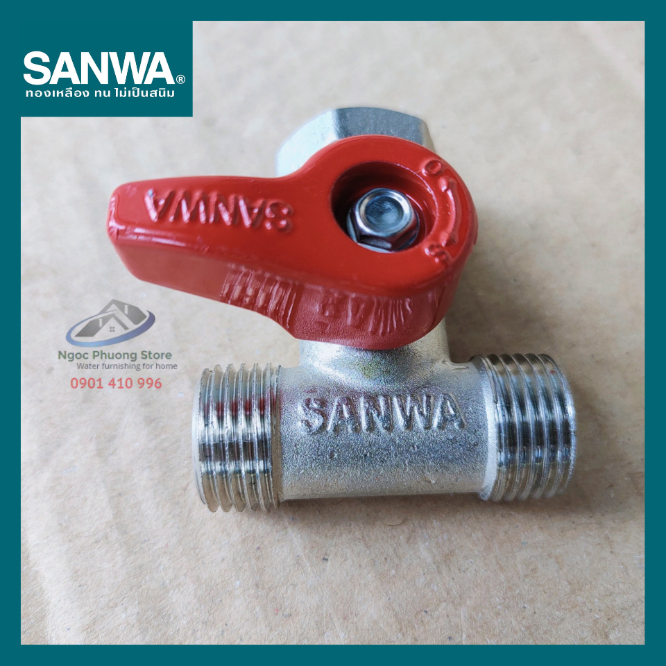 Van bi chia 3 đường nước 2 ren ngoài, 1 ren trong Sanwa THÁI LAN Phi 21mm