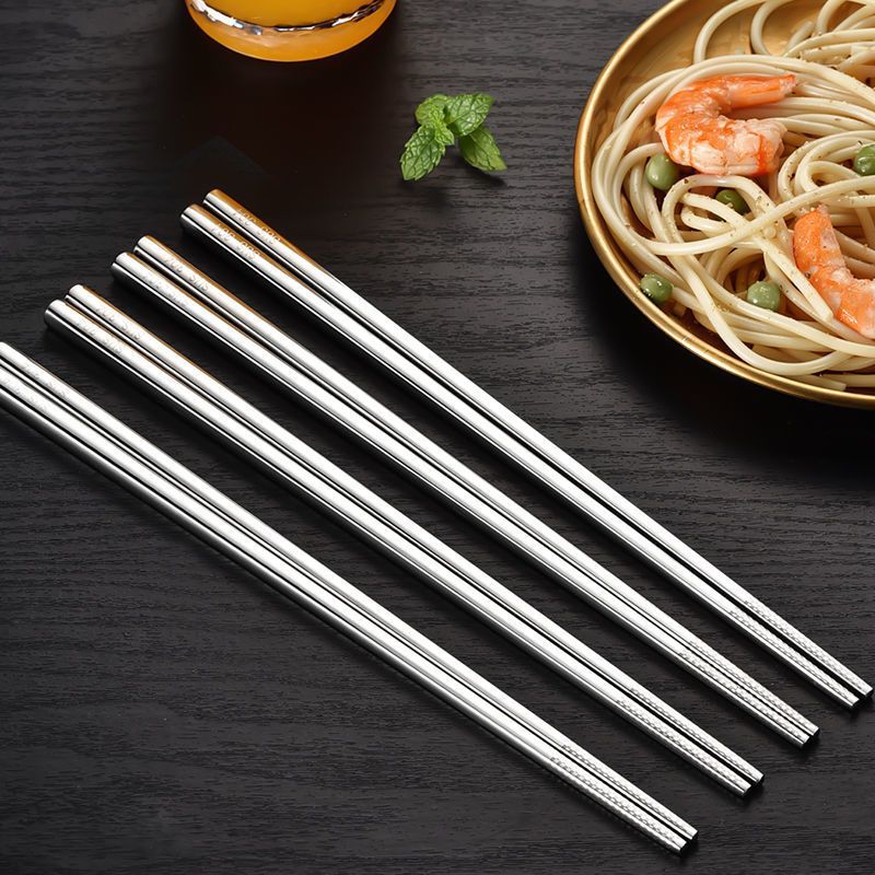 Đũa Inox SUS304 Hàng Cao Cấp - Set 10 Đôi Đũa Inox Mẫu Mới - Hàng Chính Hãng