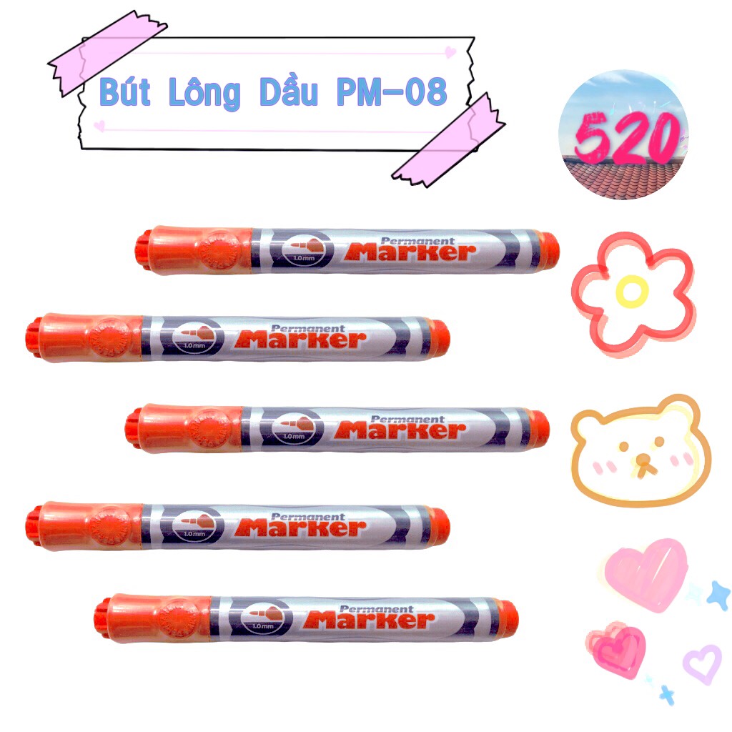 Combo 2 cây Bút Lông Dầu Thiên Long PM-08 - Mực đỏ