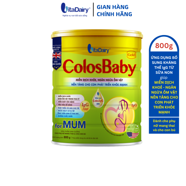 Sữa bột ColosBaby Gold Mum 800G giúp mẹ thai kì khỏe mạnh, giảm ốm vặt - VitaDairy