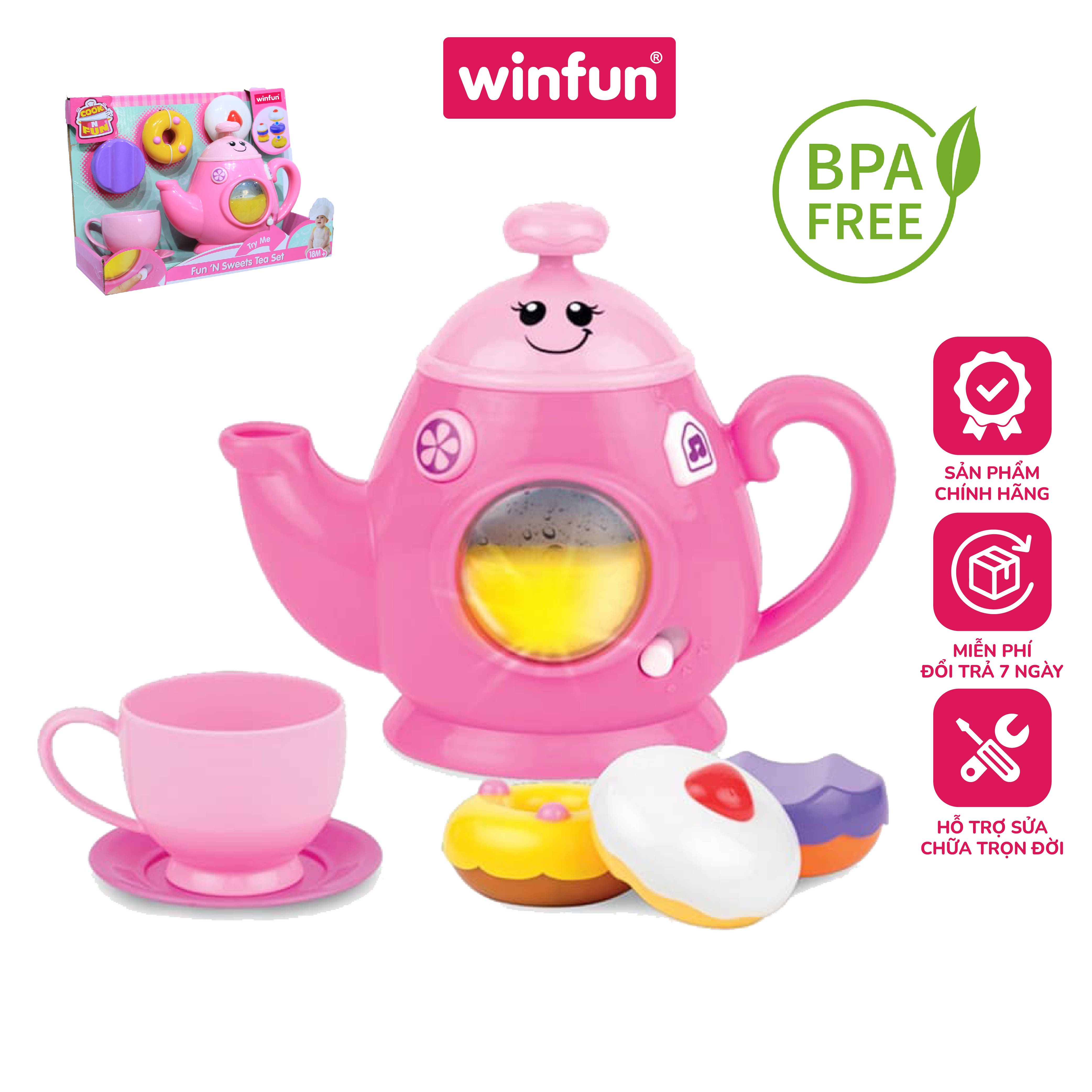 Bộ đồ chơi đồ hàng nhà bếp cho bé WINFUN 3155G - Set trà chiều vui nhộn kèm máy nướng bánh  - BPA free